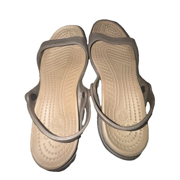 Crocs Classic Sandals women Size 6 Brown Tan Two-Strap Lightweight SRA - Picture 3 of 4